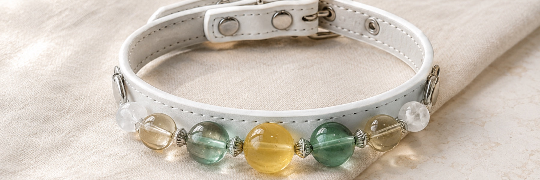 The actual referenced collar design, showing its bead and hardware details