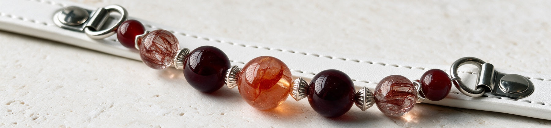 A close view of the Ember Bond beads and fittings