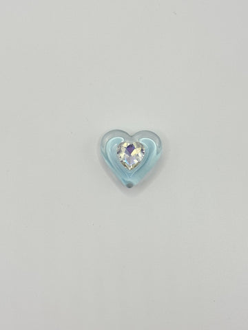 Blue heart removable decorative charm, sold individually.