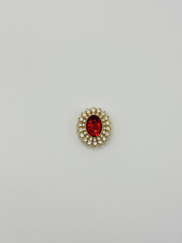 Red oval removable decorative charm, sold individually.