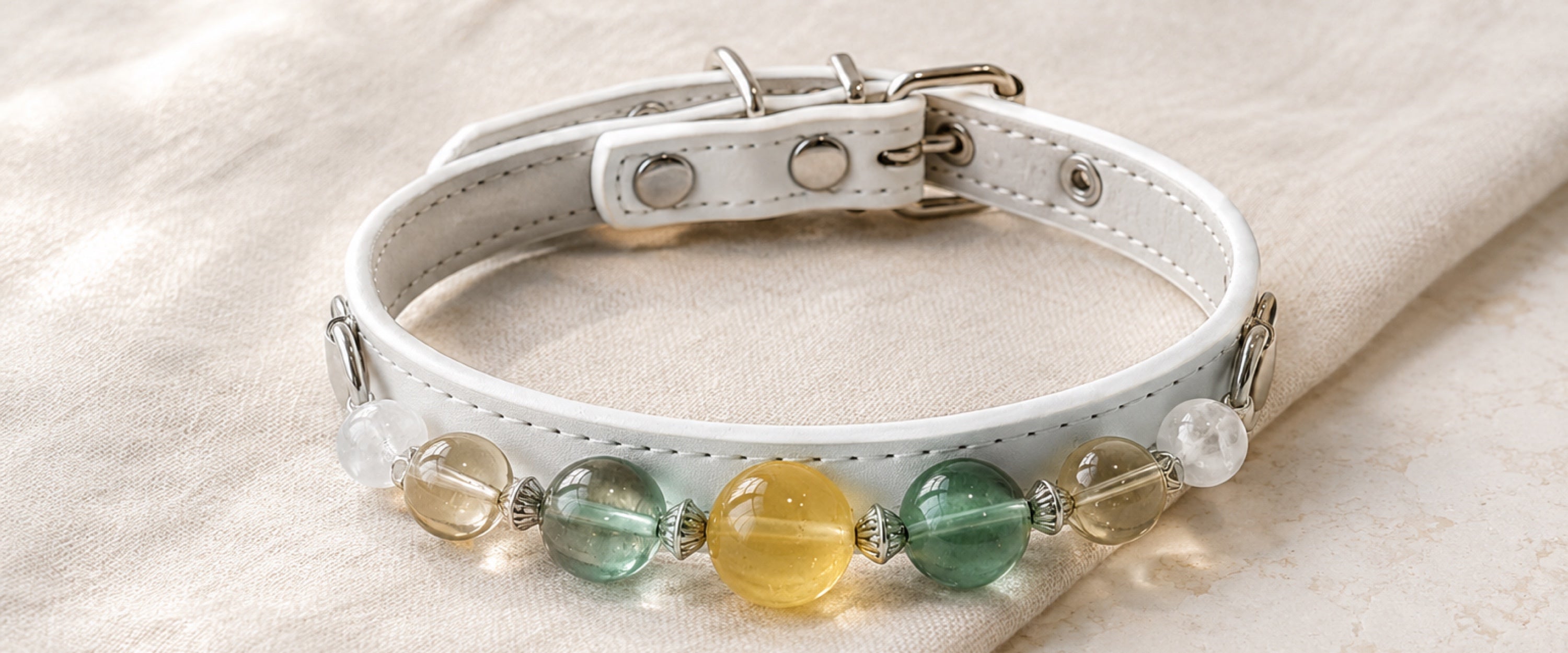 Golden Meadow collar, with its yellow and green bead colors